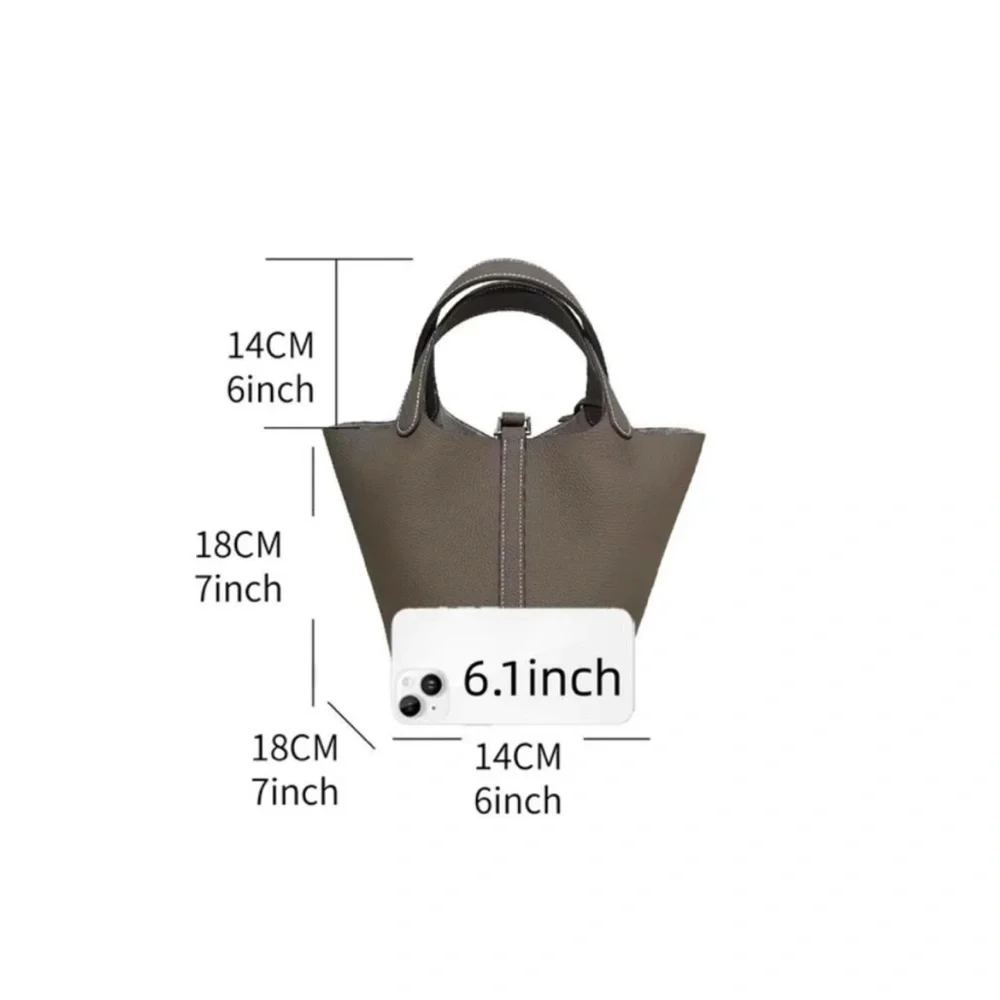 Cowhide Leather Mine Bucket Bag - Picture 4 of 11
